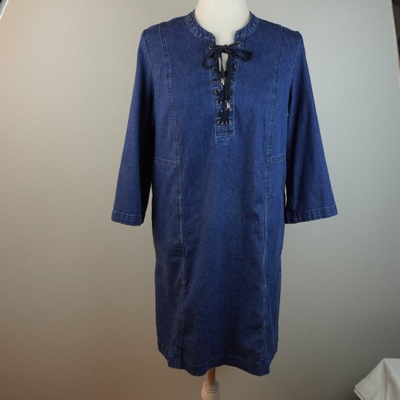 J Jill Denim Midi Shift Dress Size Medium - Picture 1 of 8
